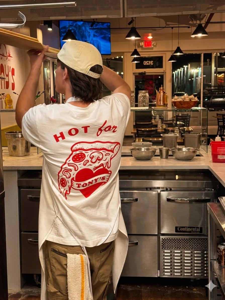 Luca in the Tony's Pizzeria kitchen